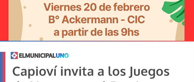 Capioví invita a los Juegos de Verano en el Barrio Ackermann