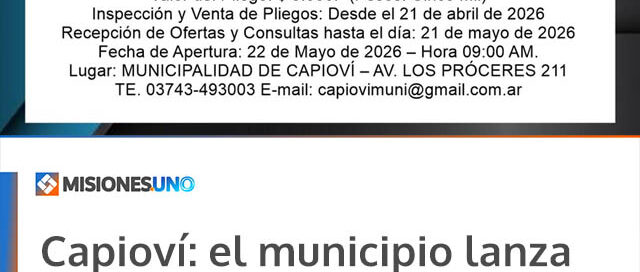 Capioví: el municipio lanza licitación pública para la venta de una unidad de transporte